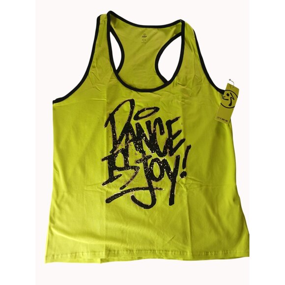 Zumba Dance Instructor Racerback Tank Top Neon Green Black XXL Dance Joy New - Picture 4 of 13